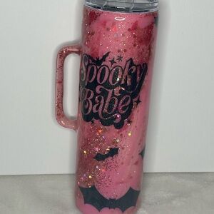 Pink Glitter 'Spooky Babe' Tumbler